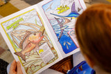 Kids colouring Australian fish species from A Very Fishy Colouring Book