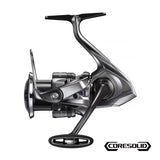 Shimano TwinPower FE spinning reel with silver finish and premium design