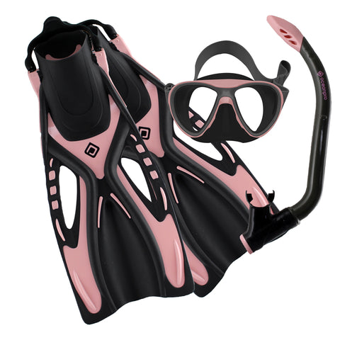 Ocean Pro Bondi Mask Snorkel Fin Set Pink 1-4