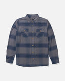Salty Crew Daybreak Flannel in Midnight Navy featuring a classic yarn-dyed plaid design and button-up front.