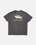 Salty Crew Throttle Classic SS Tee in dark grey featuring front and back graphic prints, short sleeves, and a classic crew neck design.