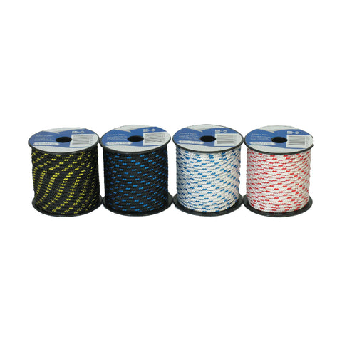 Mini spool with 20m of 3mm polyester rope in assorted colours

Compact plastic rope spool with 16-plait polyester cord

20m polyester rope mini spool for boating, camping, and fishing

Durable 3mm polyester rope supplied on mini spool

Assorted colour mini rope spools sold individually