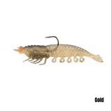 Berkley PowerBait CullShrimp lifelike shrimp soft plastic fishing lure featuring active swimming legs and Honeycomb technology for realistic action. Gold