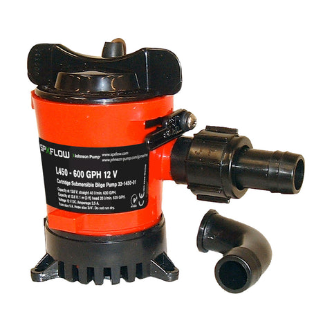 500GPH cartridge bilge pump with Dura-Port fittings and check valve

750GPH cartridge bilge pump for boats – compact 12V design

Cartridge bilge pump showing removable port and straight/90° fittings