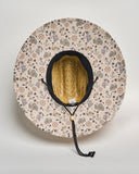 Mad Hueys Croc Captain Straw Hat in Natural with wide brim, custom underbrim print, and adjustable toggle drawcord — perfect for beach, boat, or outdoor adventures.