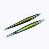 Oceans Legacy Deep Contact Jigs in UV-reactive and glow colours, available in 300g, 560g, 720g and 880g sizes for deepwater jigging targeting dogtooth tuna, amberjack, hapuka and Samson fish.