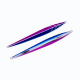 Oceans Legacy Deep Contact Jigs in UV-reactive and glow colours, available in 300g, 560g, 720g and 880g sizes for deepwater jigging targeting dogtooth tuna, amberjack, hapuka and Samson fish.