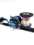 Penn Warfare II 591OH 30LW Overhead Combo with rod and reel pre-spooled with braid

Close-up of Penn Warfare II 30 Level Wind reel with HT-100 drag system

Offshore fishing combo targeting snapper, kingfish, and tuna