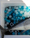 Ezee Freeze Mega Freeze reusable ice bag showing 5kg size in fish cooler