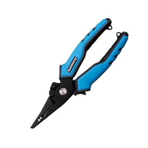 Shimano Alloy Split Ring Plier 7.5" with stainless steel head and TPR grip

Shimano fishing pliers cutting line with 9Cr19MoV blade

Lightweight aluminium split ring pliers designed for saltwater fishing