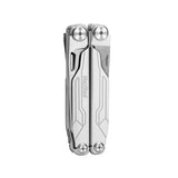 NexTool Flagship Captain multitool with pliers, knife blade, saw, scissors, and multiple fold-out tools in a compact stainless steel design