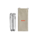 NexTool Flagship Captain multitool with pliers, knife blade, saw, scissors, and multiple fold-out tools in a compact stainless steel design