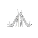 NexTool Flagship Captain multitool with pliers, knife blade, saw, scissors, and multiple fold-out tools in a compact stainless steel design