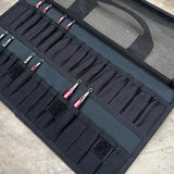 Micro Jig Pouch Attachment holding multiple micro jigs in individual storage sleeves