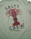 Back view of the Salty Crew Rock Lobster Classic SS Tee in Slate Grey with large rock lobster graphic print.
