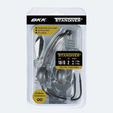 Weighted BKK Titan Diver+ worm hook with adjustable lead system and bait keeper for soft plastic fishing rigs.