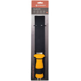 Ocean Pro AB Iron stainless steel abalone diving tool with blunt tip, rope cutter edge, ergonomic grip, and protective sheath for underwater use.