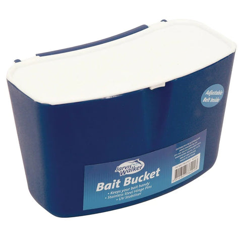 Jarvis Walker Bait Bucket with adjustable fishing belt

Durable plastic bait bucket for hands-free fishing

Angler wearing Jarvis Walker bait bucket with belt for quick bait access