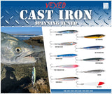 Vexed Cast Iron zinc fishing lure featuring an Australian baitfish pattern, designed for long-distance casting, shore jigging and targeting predatory saltwater fish.