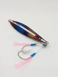 Oceans Legacy Hybrid Contact Jig in UV-reactive finish with assist hooks pre-rigged