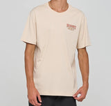 Mad Hueys Day For It Froggies SS Tee in Cement with Australiana beach scene and Aussie animal print, made from 100% cotton jersey.