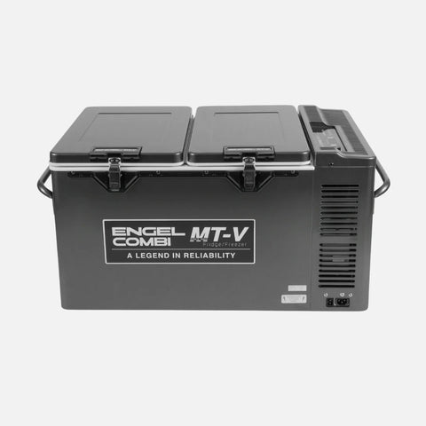 Engel COMBI MT-V60C 57 L Twin Door Fridge Freezer with reversible doors, dual compartments and Sawafuji Swing Motor for off-grid adventures.