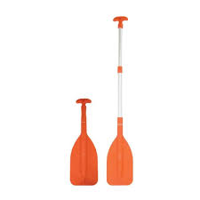 Telescopic emergency paddle orange, extended to full length

Compact aluminium and polypropylene paddle collapsed for storage

Marine telescopic safety paddle with three-stage twist lock