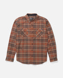 Salty Crew Fathom LS Tech Flannel in Russet featuring a yarn-dyed plaid design with snap button front.