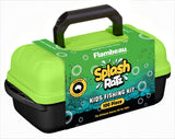 Flambeau Splash Ratz 100pc fishing tackle kit box with 1 tray, hooks, swivels, sinkers and fishing essentials.