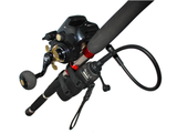 Wilson Electric Assist Battery with strap-to-rod design for fishing reels

Compact 14.4V Wilson electric reel battery with battery life indicator

Angler using Wilson 10Ah electric assist battery strapped to rod

Wilson electric assist battery mounted on fishing rod during fight

Wilson Electric Assist Batteries available in 3.5Ah, 7Ah, and 10Ah models