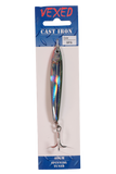 Vexed Cast Iron zinc fishing lure featuring an Australian baitfish pattern, designed for long-distance casting, shore jigging and targeting predatory saltwater fish.