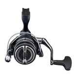 Close-up of Shimano Miravel reel showing handle and spool design