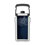 Water bottle with ice cube on a white background