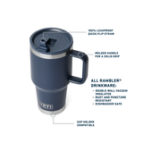 Front view of the YETI 30 oz Travel Straw Mug with handle and straw lid.