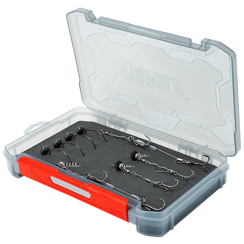 "Rapala RapStack Tackle Tray with customisable dividers, Quick Latch System, and stackable design for tackle storage"