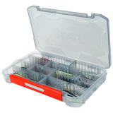 "Rapala RapStack Tackle Tray with customisable dividers, Quick Latch System, and stackable design for tackle storage"