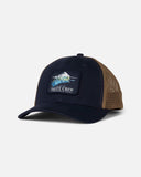 Salty Crew Mahi Surface Trucker Cap Navy Gold with woven patch and snapback closure