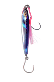 Vexed Cast Iron Shore Jig metal fishing lure with realistic baitfish pattern, zinc construction, front assist hook and rear single hook for shore jigging.