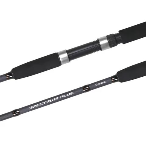 Shimano Spectrum Plus Telescopic fishing rods — durable fibreglass construction with EVA grips and ceramic guides, available in 7ft, 8ft, 10ft, and 12ft models.