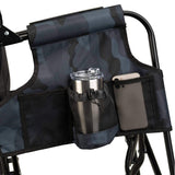GCI Outdoor Stowaway Rocker folding camping chair with armrests, beverage holder and compact rocking design.