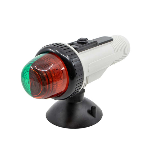 LED portable bi-colour navigation light with suction cup mount

Compact marine LED navigation light showing red and green lens

Durable ABS housing LED bi-colour light for small boats