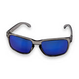 Saltatrix Ocean Series polarized sunglasses with clear recycled plastic frames and blue polycarbonate lens