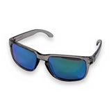 Saltatrix Ocean Series polarized sunglasses with clear recycled plastic frames and green polycarbonate lens