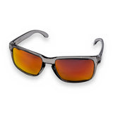 Saltatrix Ocean Series polarized sunglasses with clear recycled plastic frames and red polycarbonate lens