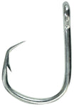 Box of 100 Mustad Tainawa Hooks Size 18 with Duratin coating and turned-in points for long-line and heavy-bait saltwater fishing.
