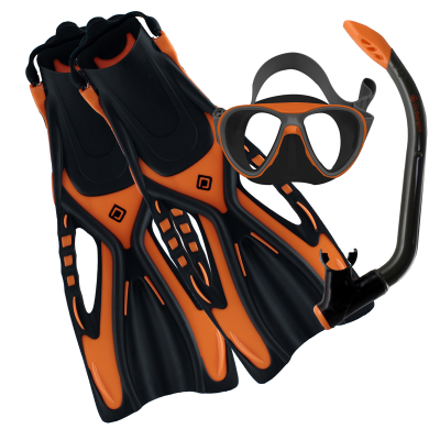 Ocean Pro Bondi Mask Snorkel Fin Set Orange 9-13
